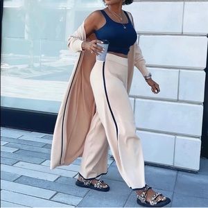 NWT ZARA 2 PIECE LONG KNIT DRESSING GOWN & PANTS SET